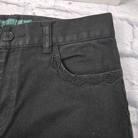 Lauren Jeans Co Beaded Jeans Black Southwestern Bootcut Ralph Lauren sz 4 Petite - Picture 7 of 16